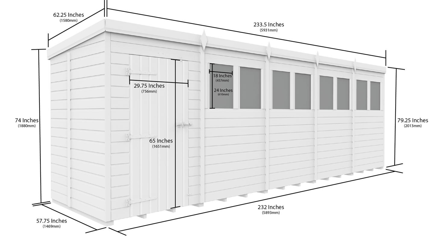 Sheds DIY Pent Garden Shed 5 ft Width
