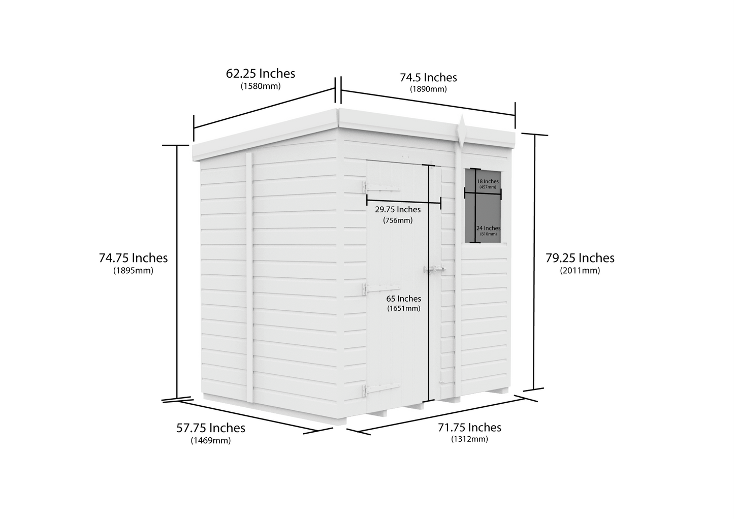 Sheds DIY Pent Garden Shed 5 ft Width