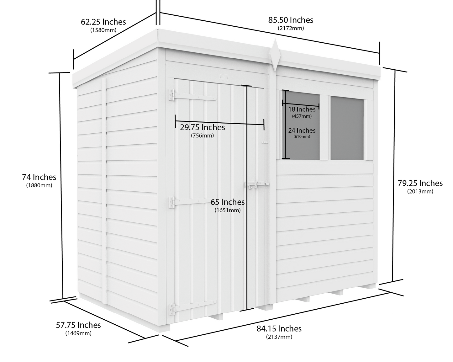 Sheds DIY Pent Garden Shed 5 ft Width