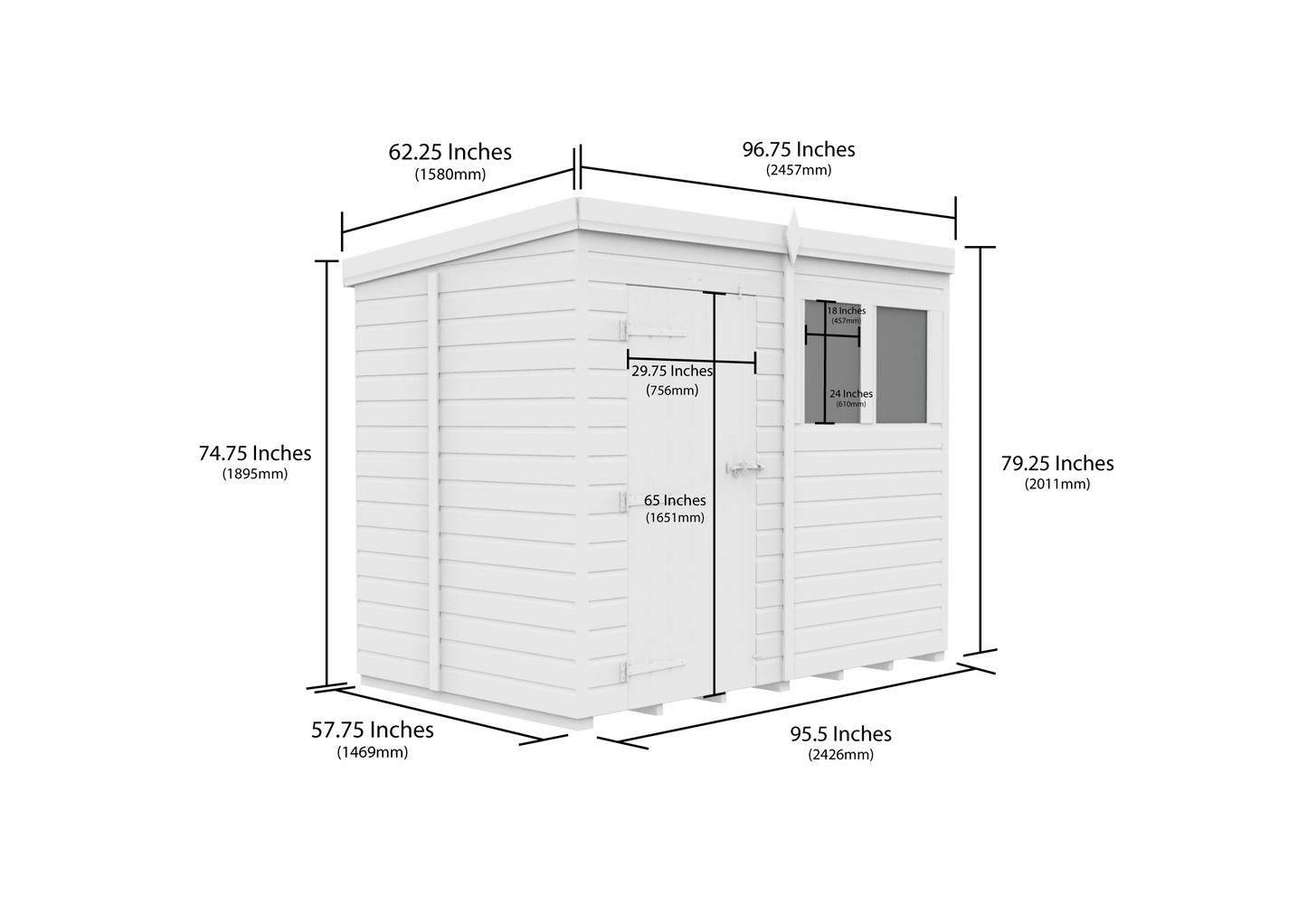 Sheds DIY Pent Garden Shed 5 ft Width