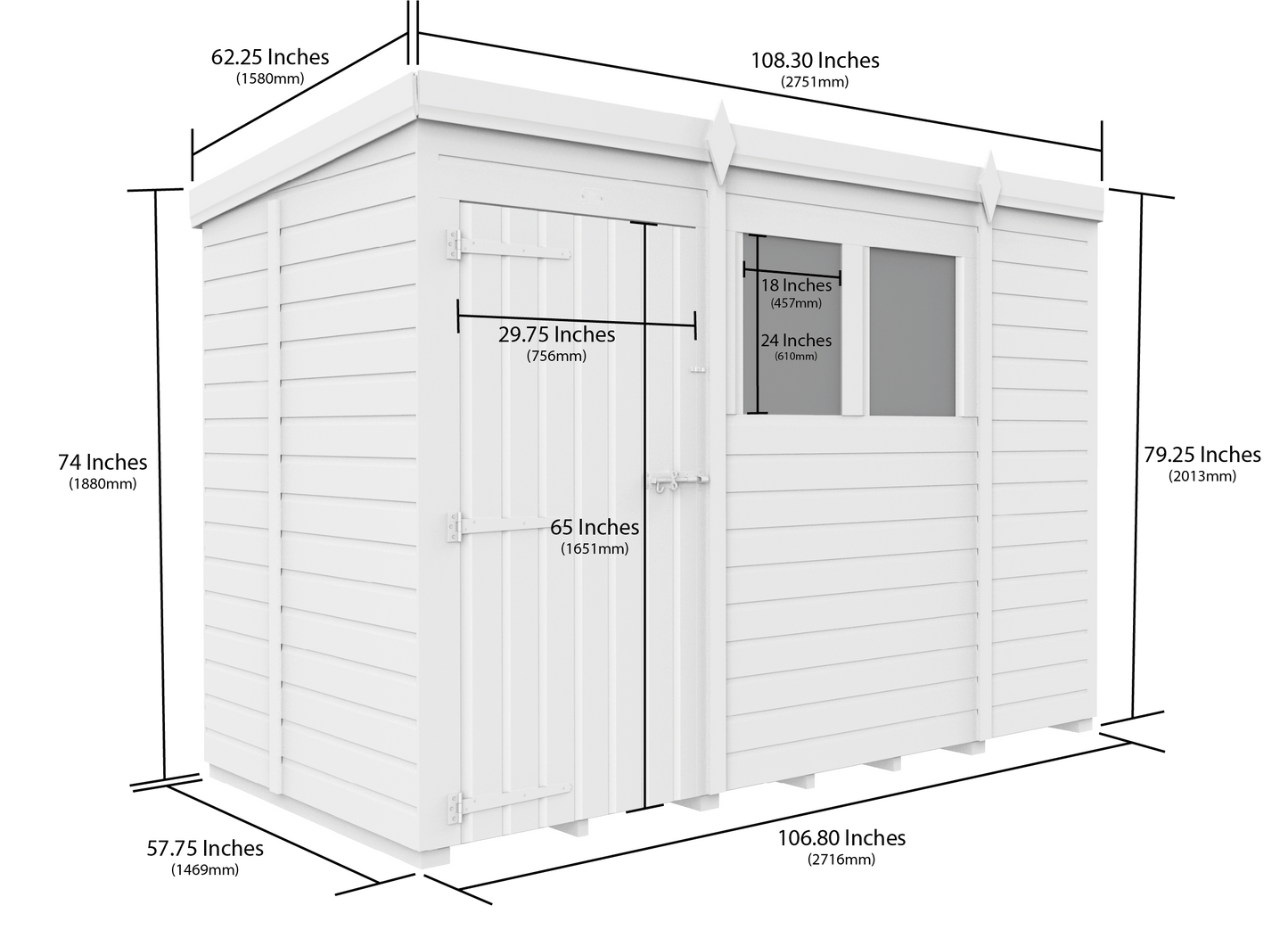 Sheds DIY Pent Garden Shed 5 ft Width