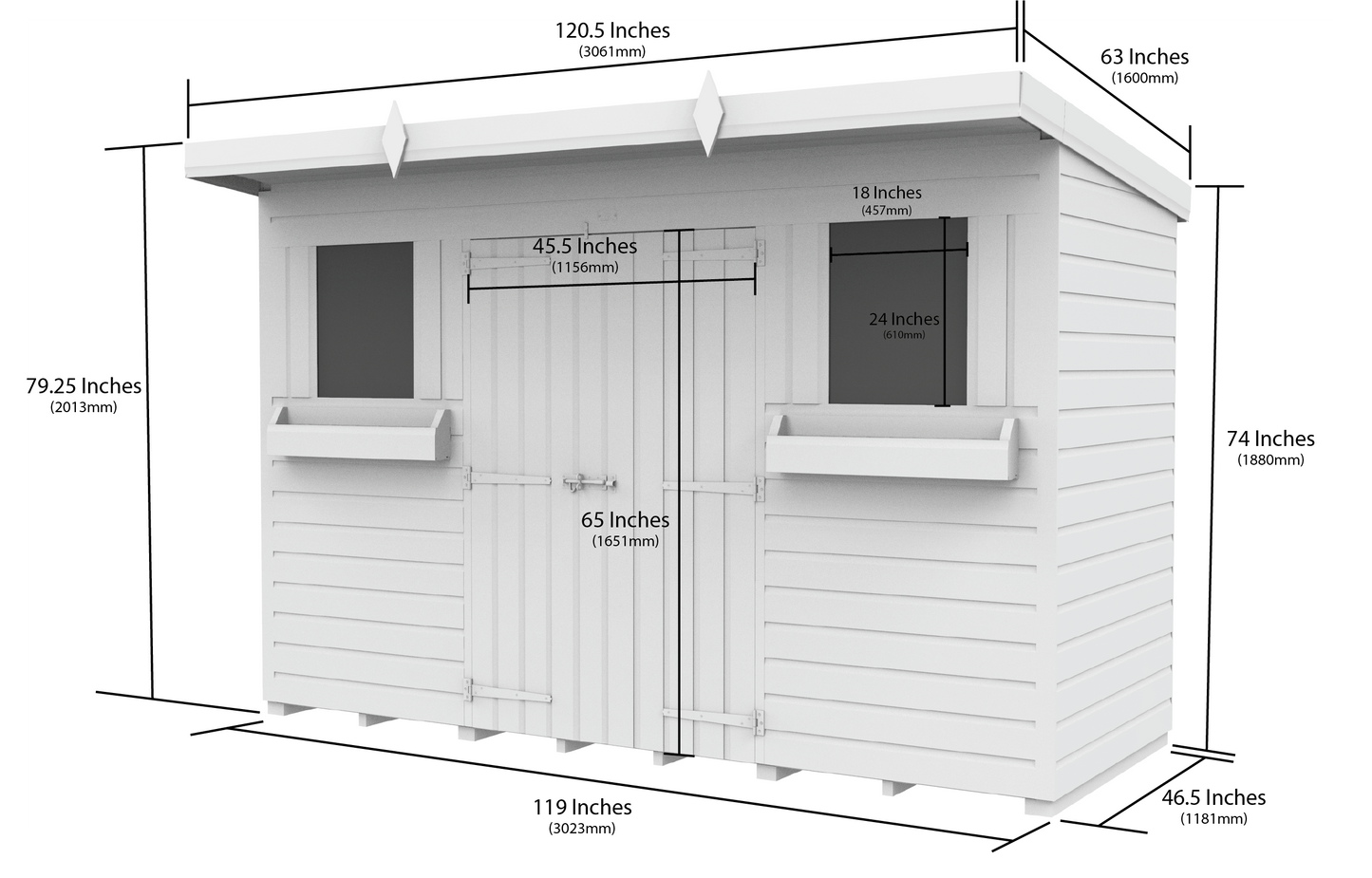 Sheds DIY Pent Summer Shed 4 ft Width