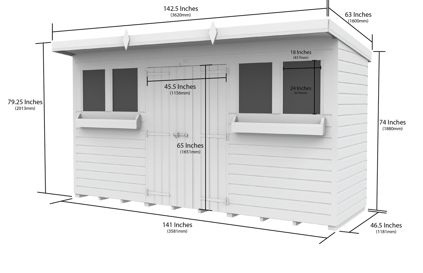 Sheds DIY Pent Summer Shed 4 ft Width