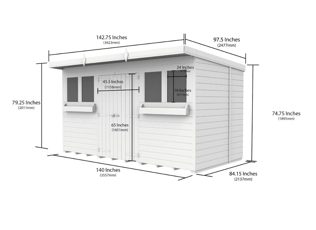 Sheds DIY Pent Summer Shed 7 ft Width