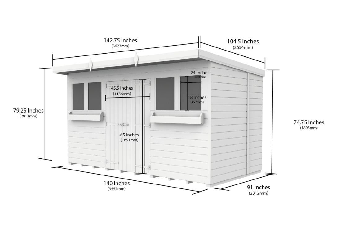 Sheds DIY Pent Summer Shed 8 ft Width