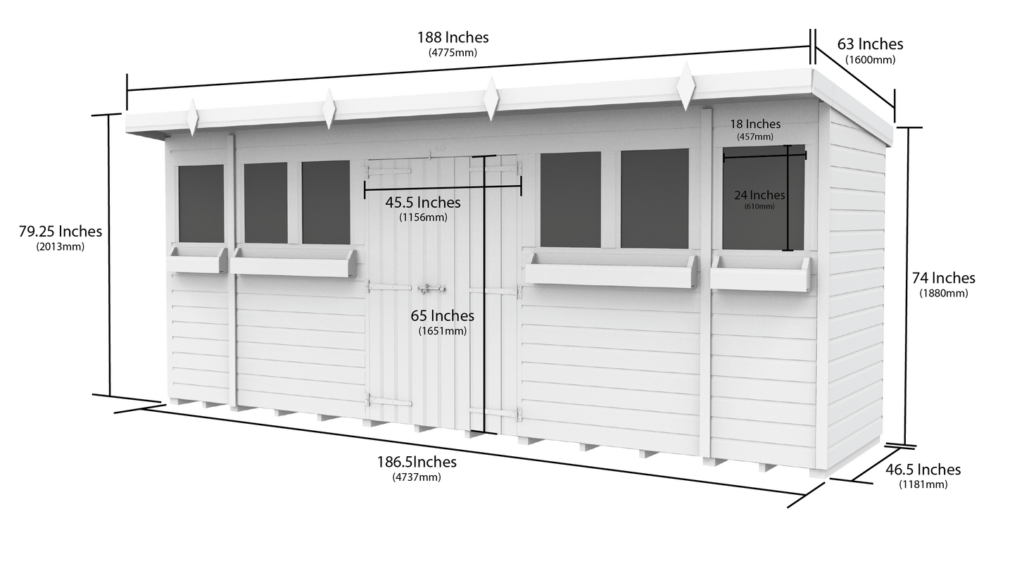Sheds DIY Pent Summer Shed 4 ft Width