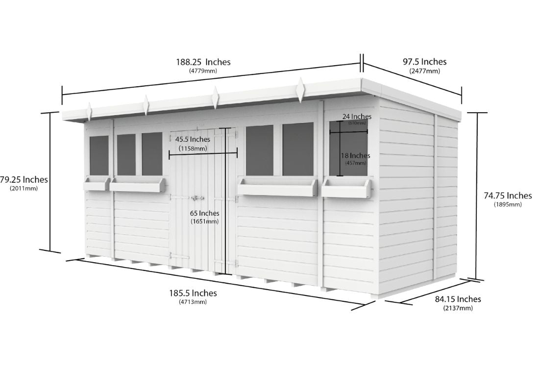 Sheds DIY Pent Summer Shed 7 ft Width