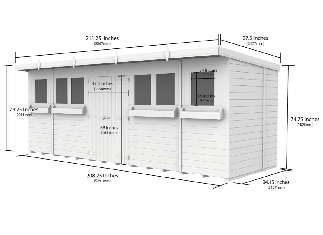 Sheds DIY Pent Summer Shed 7 ft Width