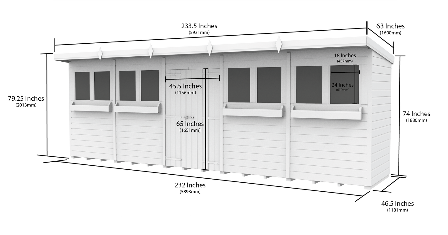 Sheds DIY Pent Summer Shed 4 ft Width