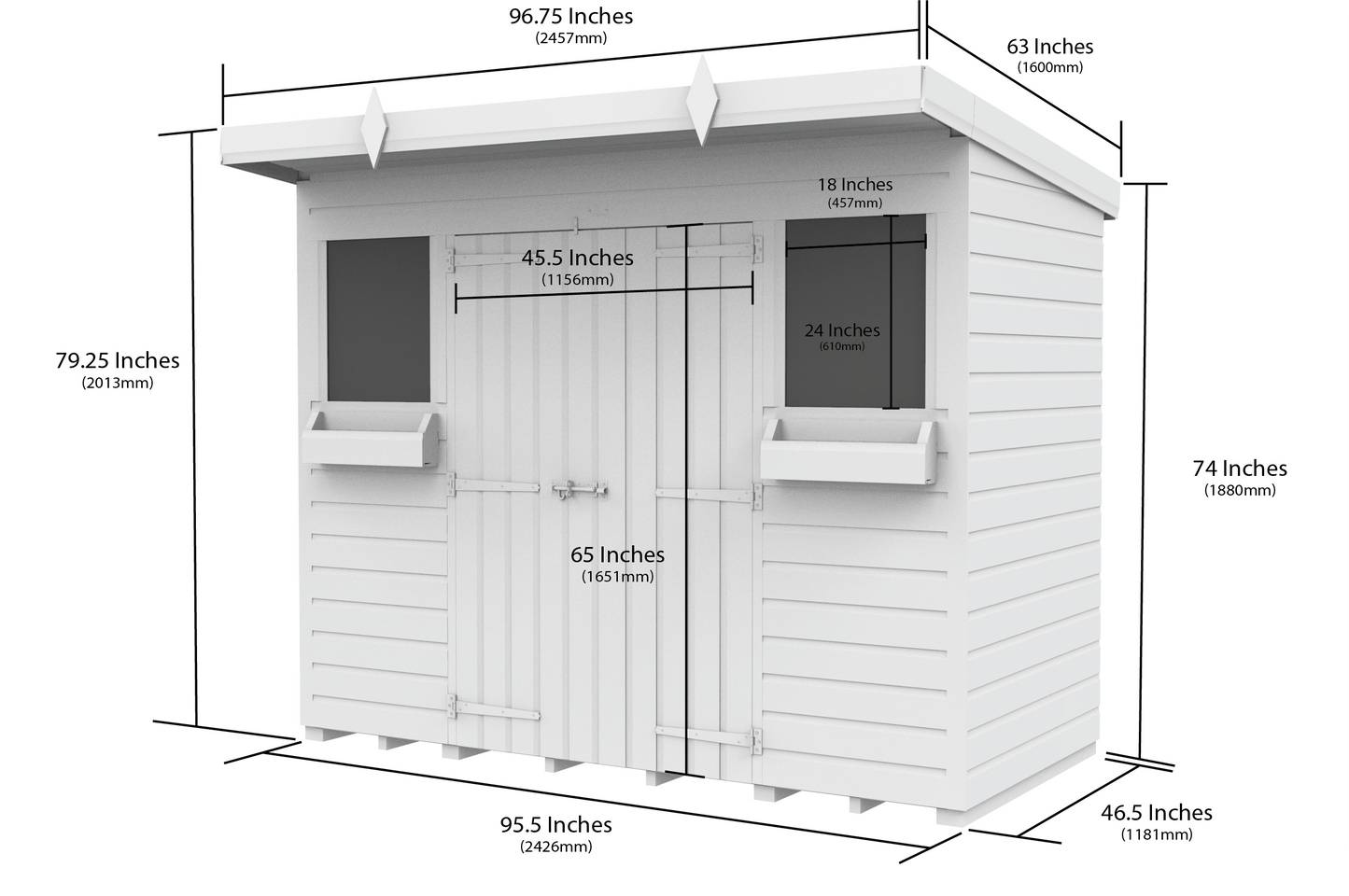 Sheds DIY Pent Summer Shed 4 ft Width