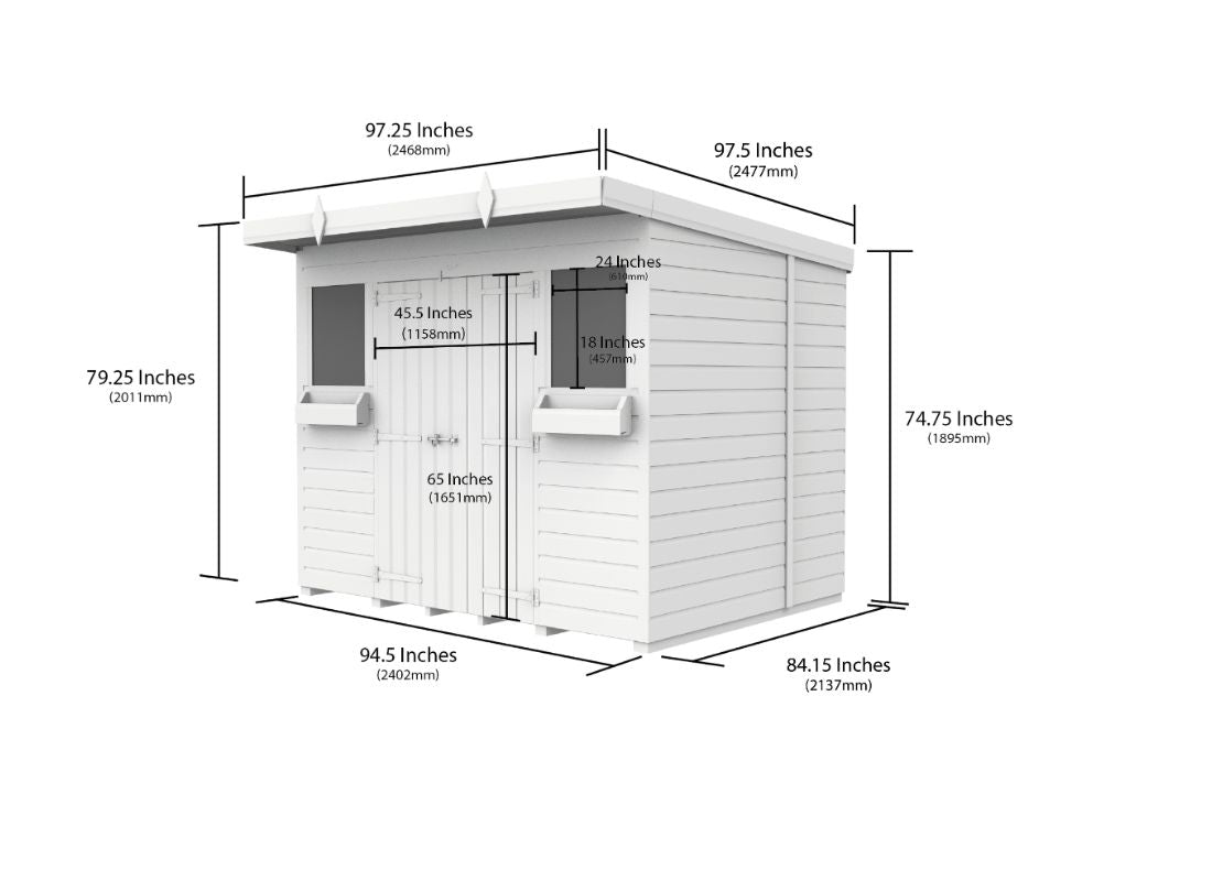 Sheds DIY Pent Summer Shed 7 ft Width