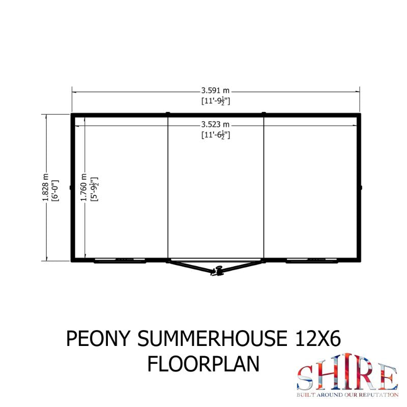 Shire Peony 12x6 Pent Summerhouse