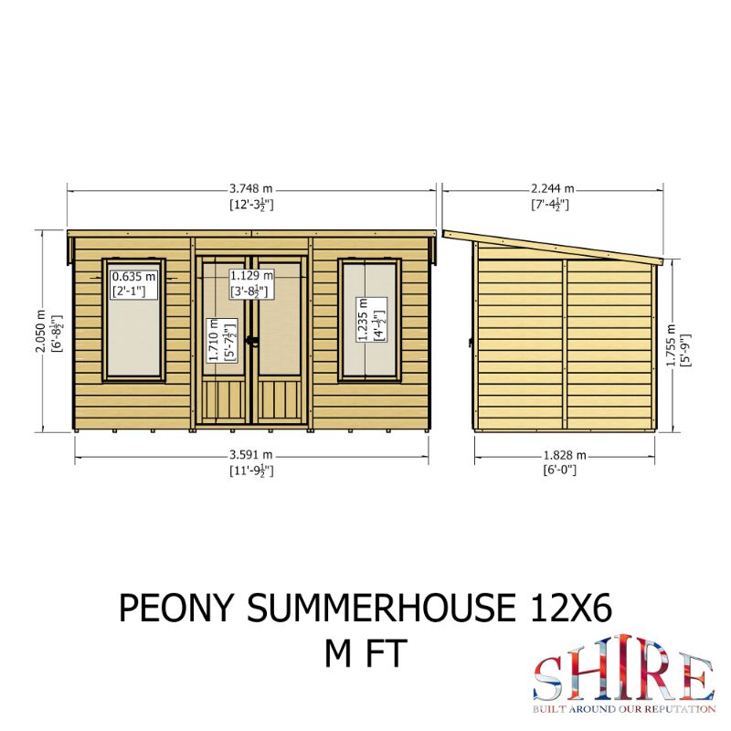 Shire Peony 12x6 Pent Summerhouse