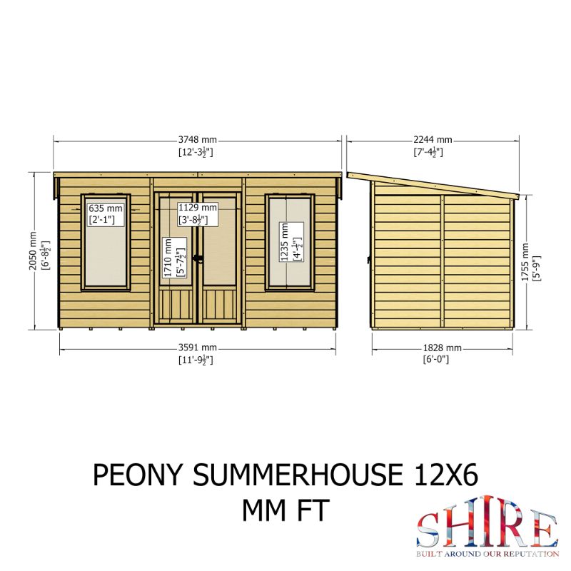 Shire Peony 12x6 Pent Summerhouse