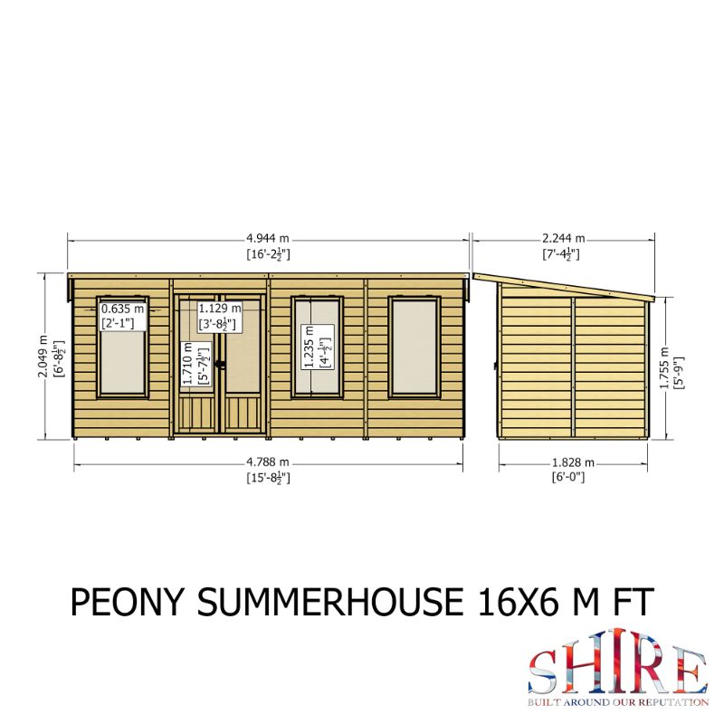 Shire Peony 16x6 Pent Summerhouse