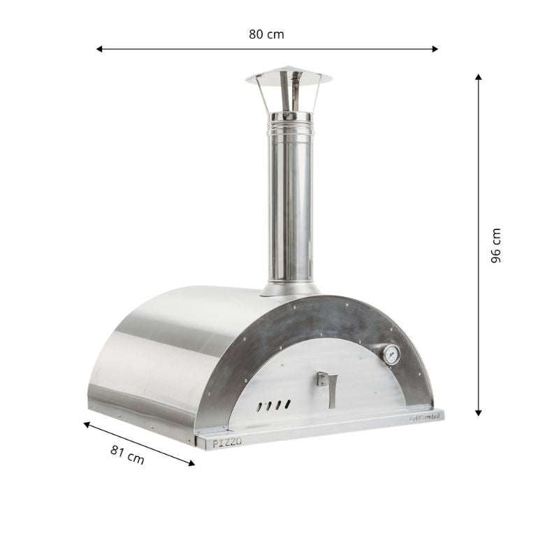 GrillSymbol Stainless Steel Wood Fired Pizza Oven Pizzo-inox