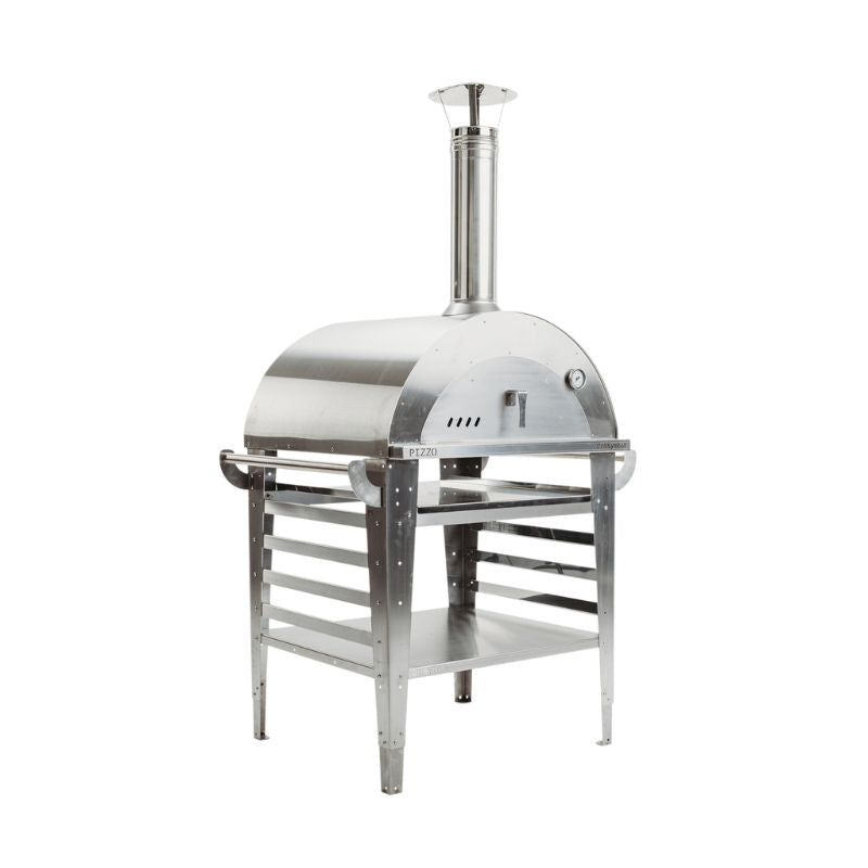 GrillSymbol Wood Fired Pizza Oven with Stand Pizzo-set-inox