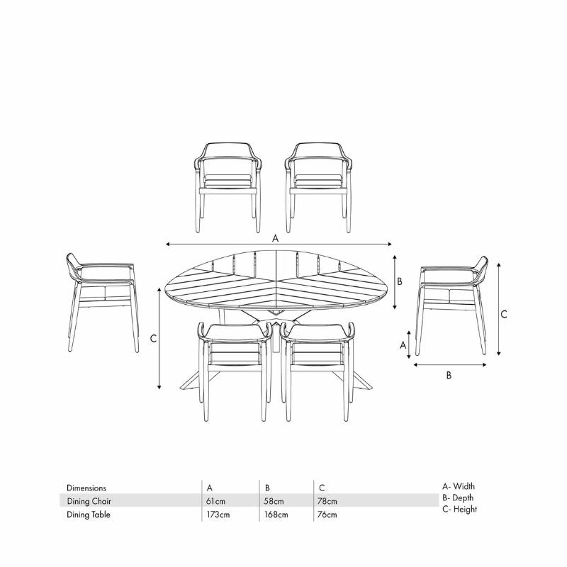 Pacific Lifestyle - Reuleaux / Salita Outdoor 6 Seater Dining Set