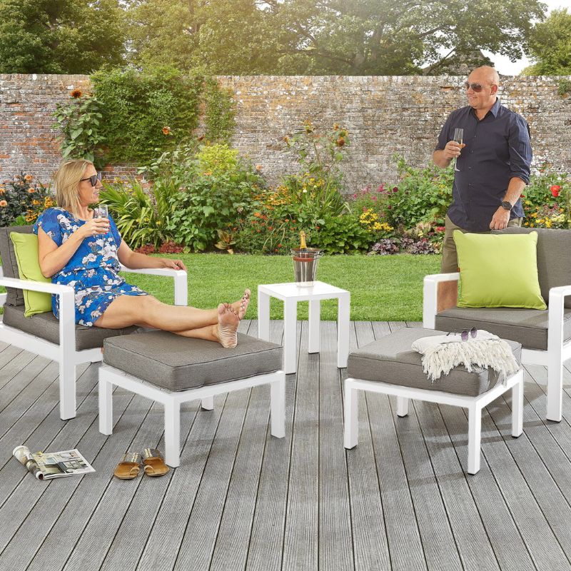 HEX Living Tutbury Footstool with Two Chairs and Side Table Set