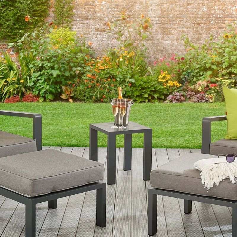 HEX Living Tutbury Footstool with Two Chairs and Side Table Set