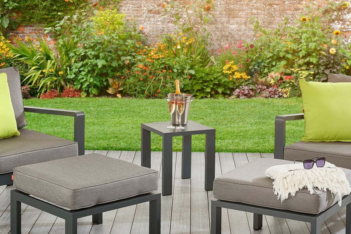 HEX Living Tutbury Footstool with Two Chairs and Side Table Set