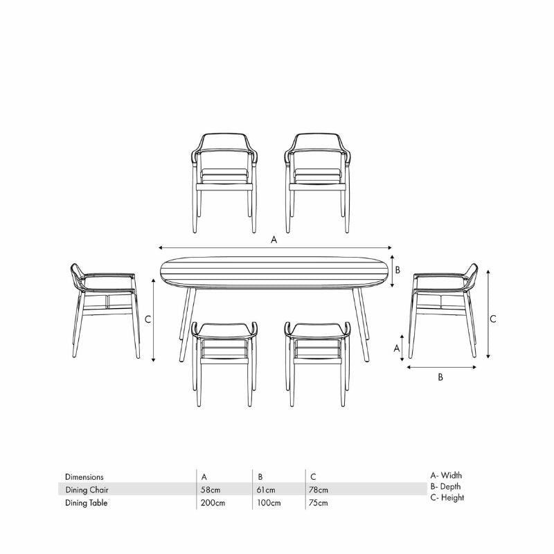 Pacific Lifestyle - Salita Outdoor 6 Seater Dining Set
