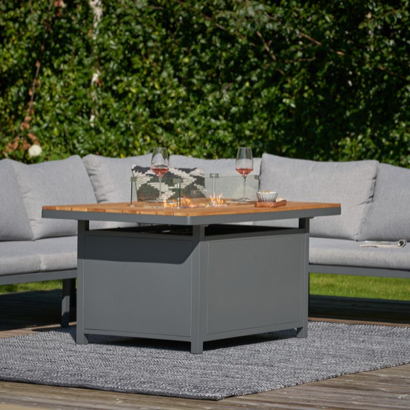 Pacific Lifestyle - Stockholm Anthracite Outdoor Corner Seating Set including Fire Pit Table