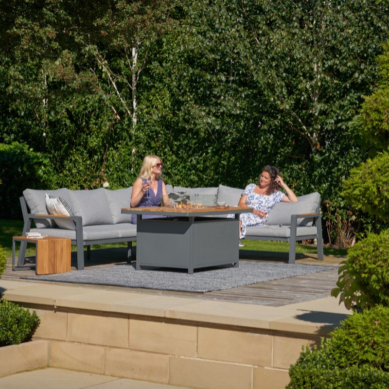Pacific Lifestyle - Stockholm Anthracite Outdoor Corner Seating Set including Fire Pit Table