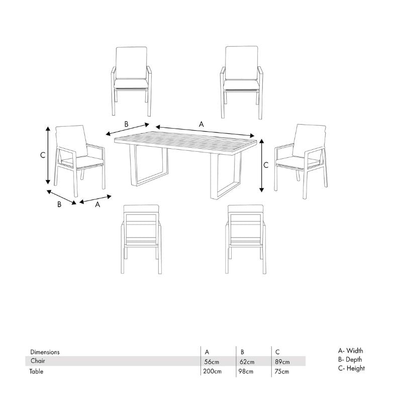 Pacific Lifestyle - Stockholm Limestone Outdoor 6 Seater Dining Set