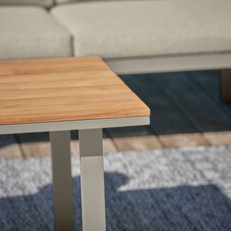 Pacific Lifestyle - Stockholm Limestone Outdoor Corner Seating Set including Fire Pit Table
