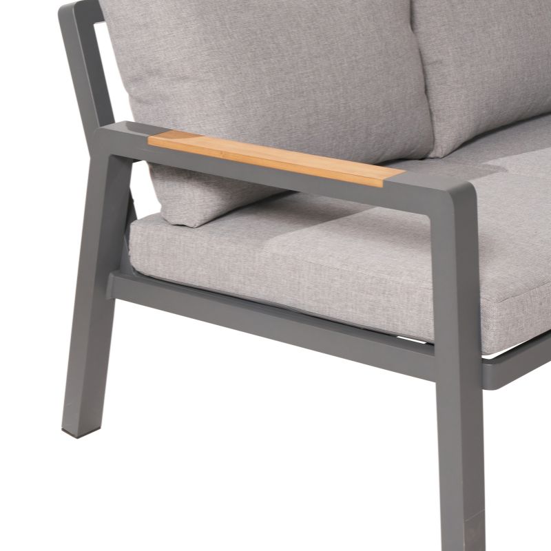 Pacific Lifestyle - Stockholm Anthracite Outdoor Corner Seating Set including Fire Pit Table