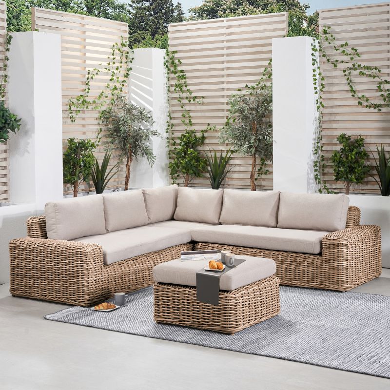 Pacific Lifestyle - Como Natural Antique Outdoor Corner Seating Set