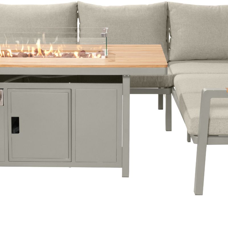 Pacific Lifestyle - Stockholm Limestone Outdoor Corner Seating Set including Fire Pit Table