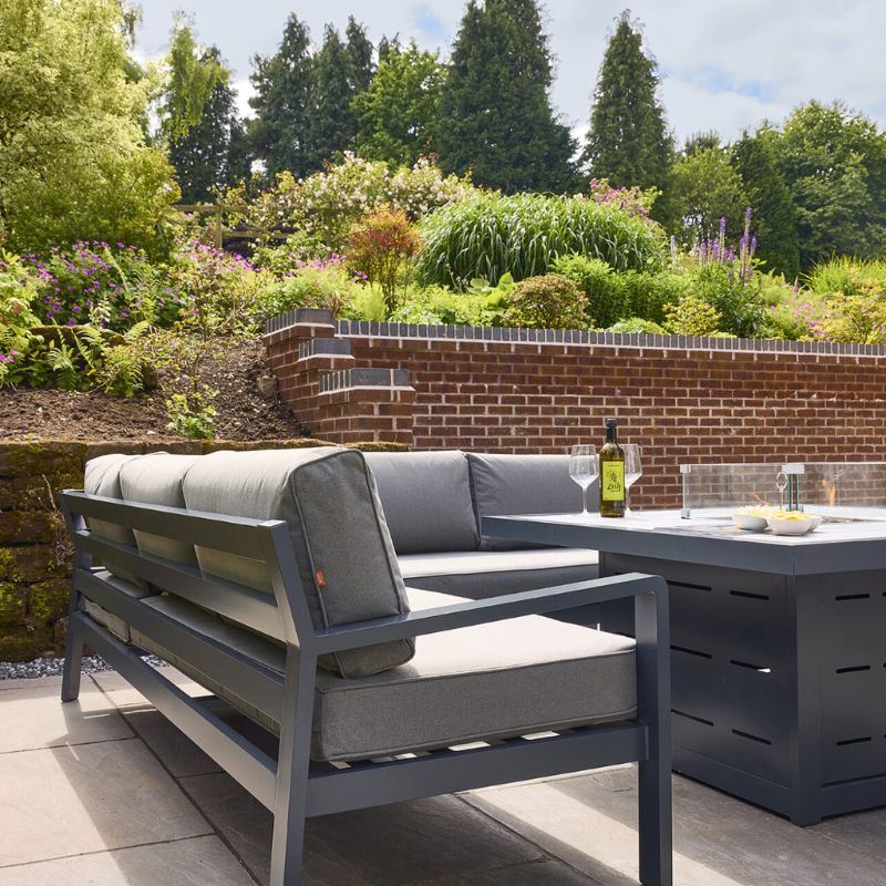 HEX Living Tutbury Fire Pit Table with Corner Sofa and Two Large Benches