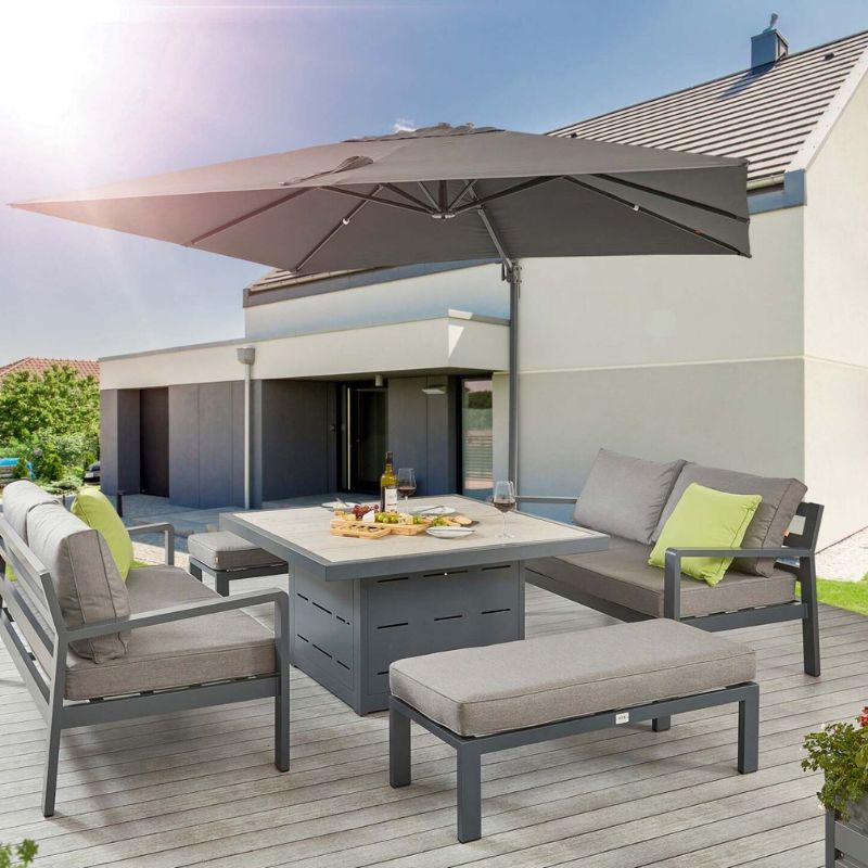 HEX Living Tutbury Fire Pit Table Set with Two Sofas and Two Benches