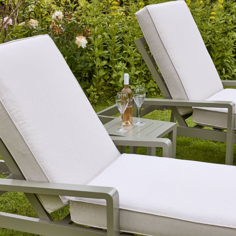 HEX Living Tutbury Footstool Garden Loungers Set with Side Table