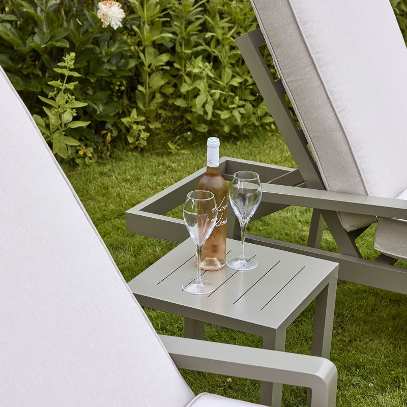 HEX Living Tutbury Footstool Garden Loungers Set with Side Table