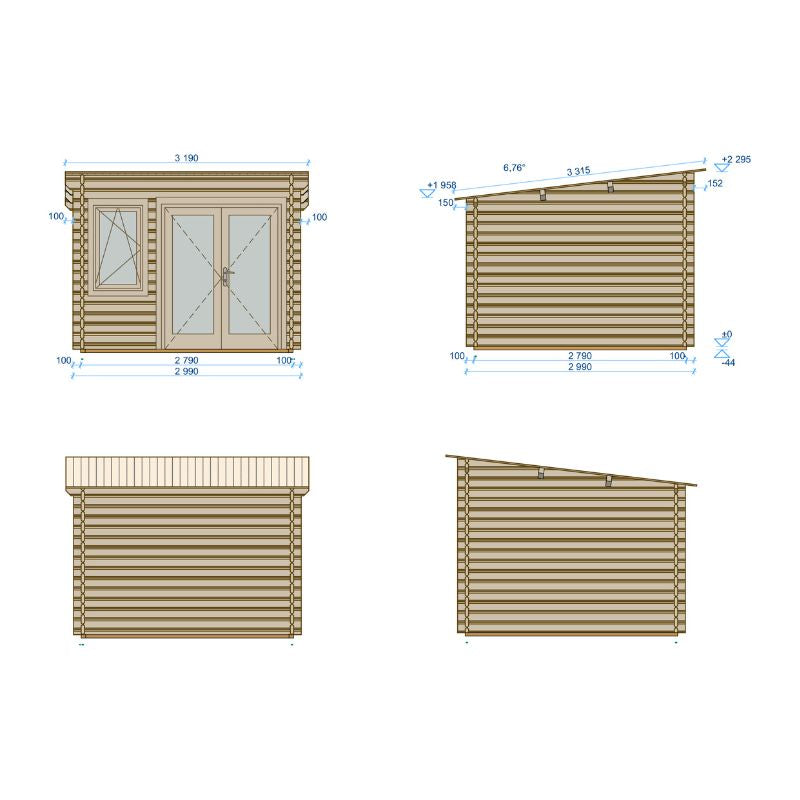 Shire Elm 10x10 44mm Log cabin