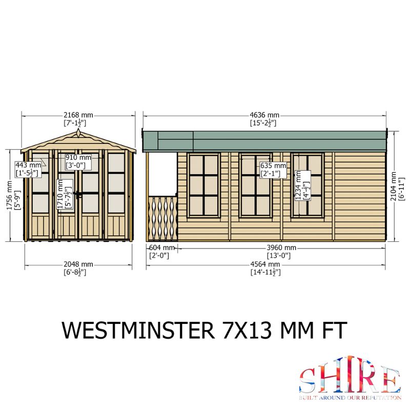 Shire Westminister and Verandah 15x7 Summerhouse