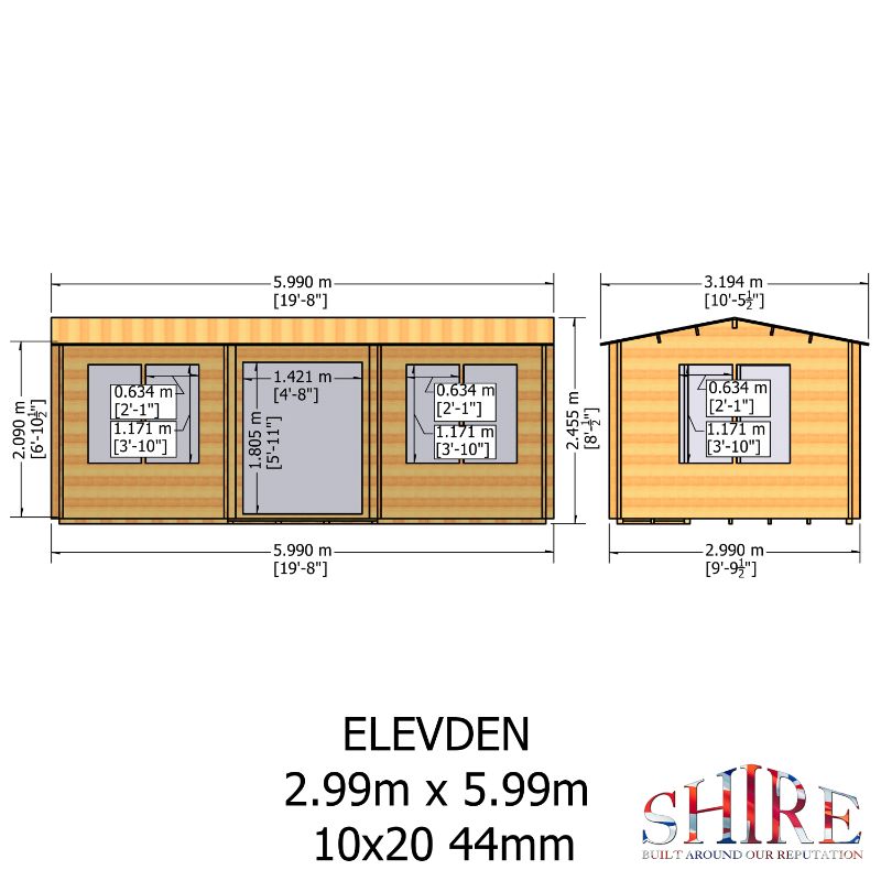 Shire Elveden 10x20 44mm Log cabin