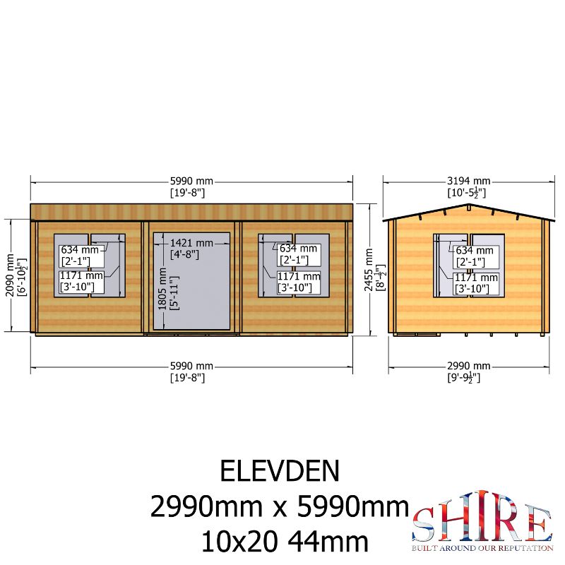 Shire Elveden 10x20 44mm Log cabin
