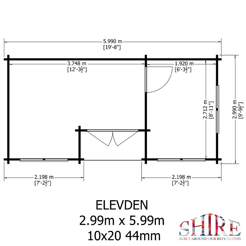Shire Elveden 10x20 44mm Log cabin