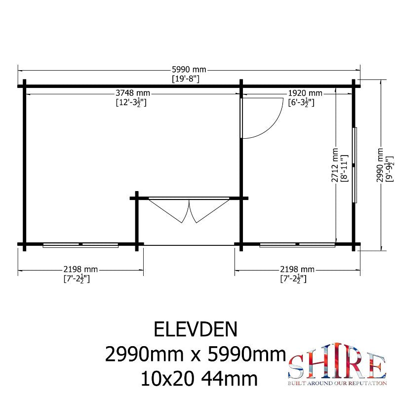 Shire Elveden 10x20 44mm Log cabin