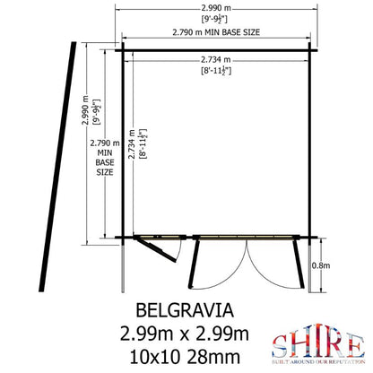 Shire Belgravia 10x10 28mm Log cabin