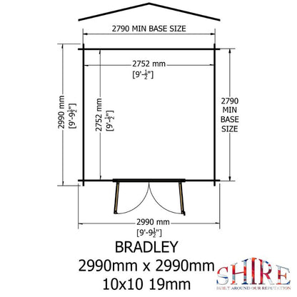 Shire Bradley 10x10 19mm Log cabin