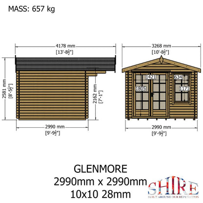 Shire Glenmore 10Gx10 28m Log cabin