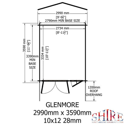 Shire Glenmore 10x12 28mm Log cabin