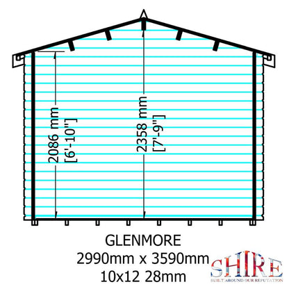 Shire Glenmore 10x12 28mm Log cabin