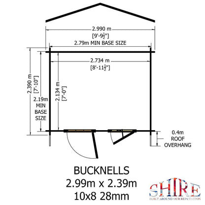 Shire Bucknells 10x8 28mm Log cabin