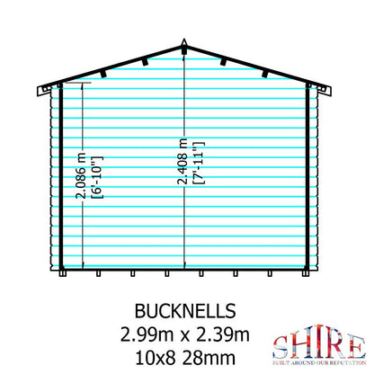 Shire Bucknells 10x8 28mm Log cabin